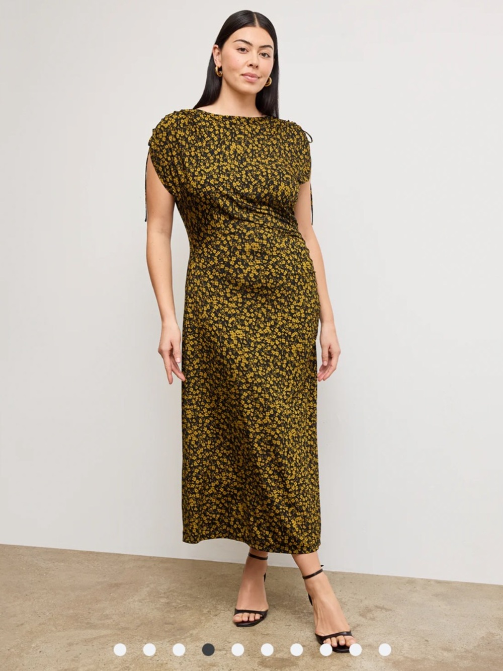 MM Lafleur Black and Yellow Floral Midi Dress